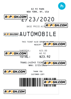CAR PARKING payment receipt PSD template