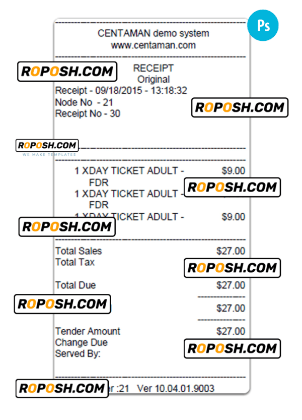 CENTAMAN payment check PSD template