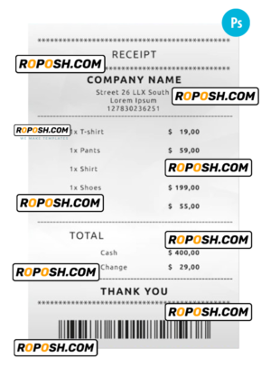 COMPANY payment receipt PSD template