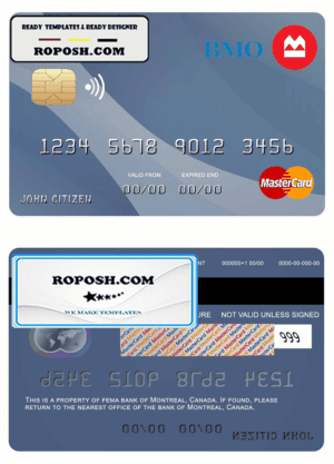 Canada Montreal bank mastercard template in PSD format, fully editable