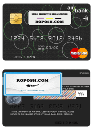 Czech Air Bank mastercard template in PSD format