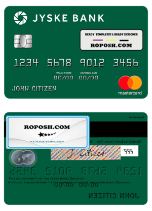 Denmark Jyske Bank mastercard template in PSD format