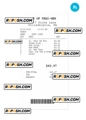 EYE OF THAI-GER payment receipt PSD template