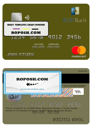 Equatorial Guinea BGFI Bank mastercard credit card template in PSD format
