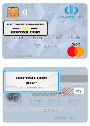 Equatorial Guinea Commerical bank Guinee Equatoriale mastercard template in PSD format