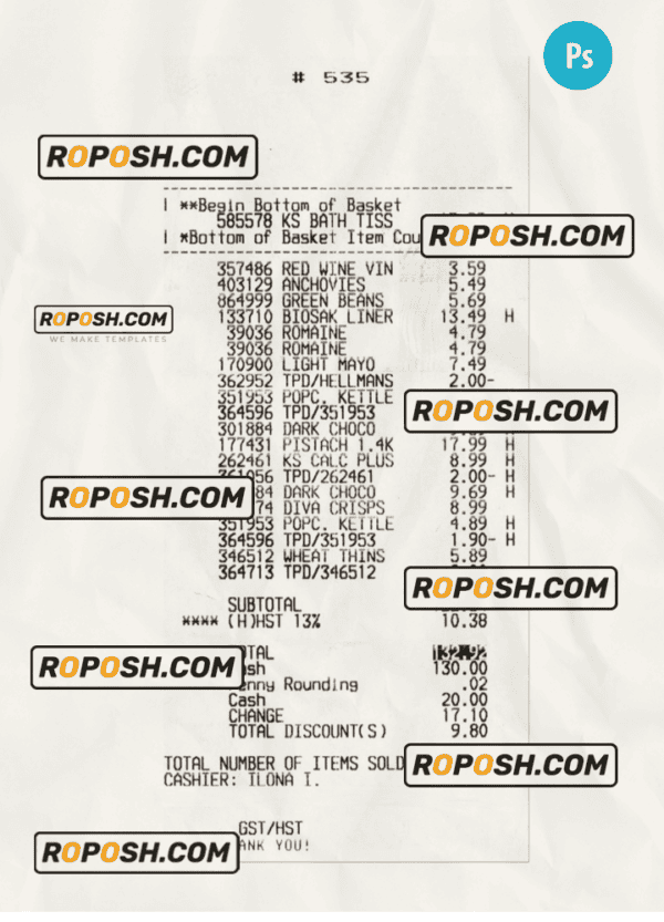 FOOD COURT receipt template PSD template