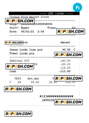 FOOD MARKET receipt template PSD template