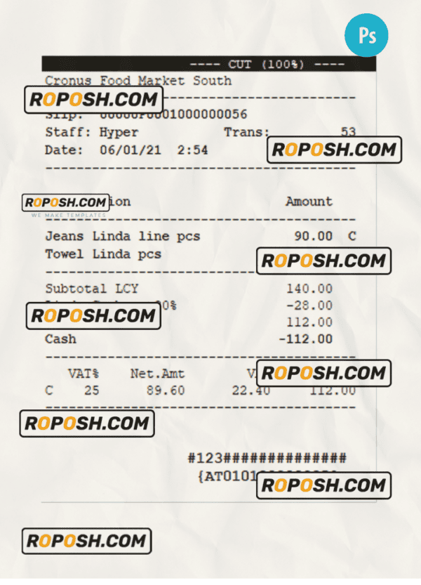 FOOD MARKET receipt template PSD template