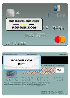 Gabon BGFI Bank mastercard template in PSD format