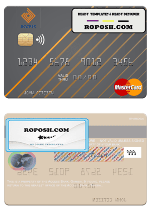 Gambia Access Bank mastercard template in PSD format
