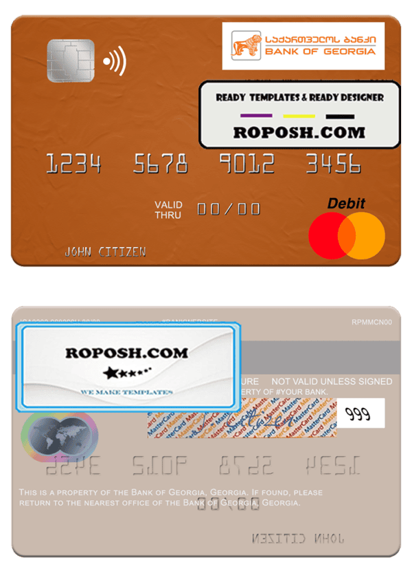 Georgia Bank of Georgia mastercard template in PSD format