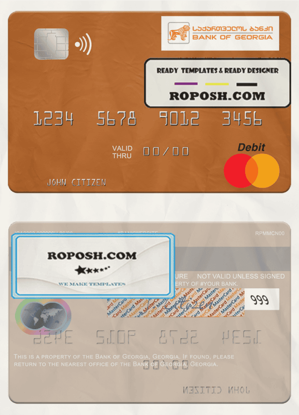 Georgia Bank of Georgia mastercard template in PSD format