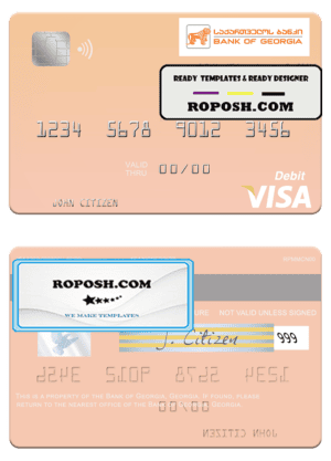 Georgia Bank of Georgia visa debit card template in PSD format