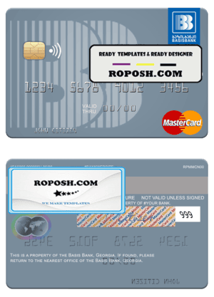 Georgia Basis Bank mastercard template in PSD format