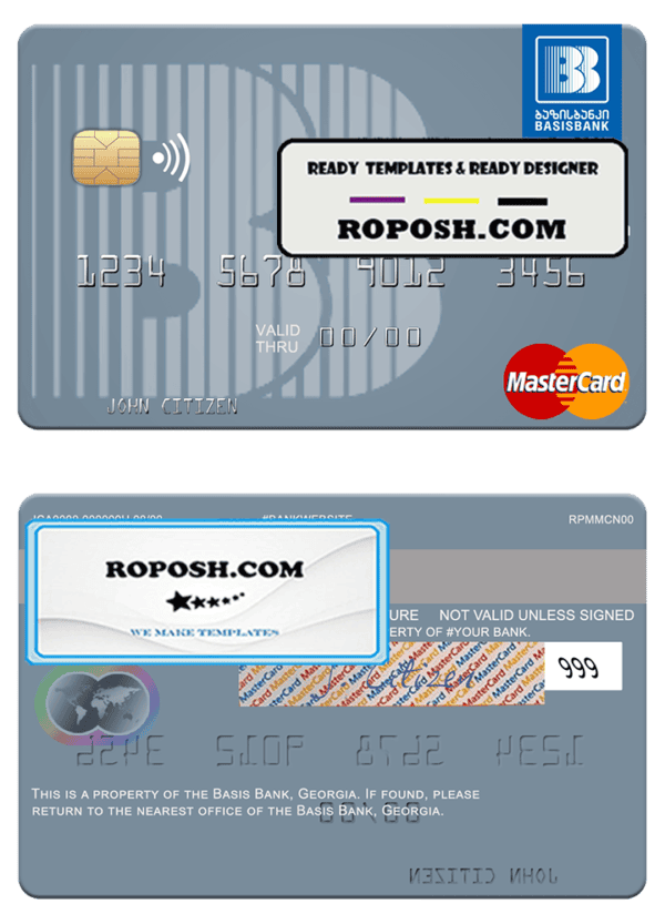 Georgia Basis Bank mastercard template in PSD format