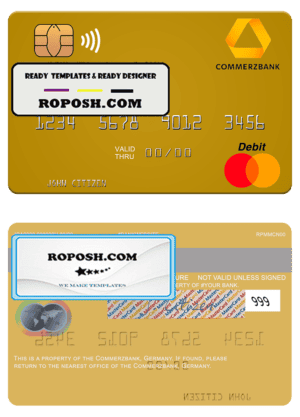 Germany Commerz Bank mastercard template in PSD format