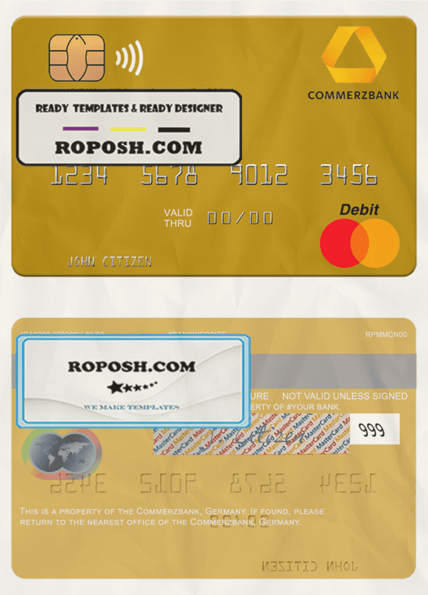 Germany Commerz Bank mastercard template in PSD format