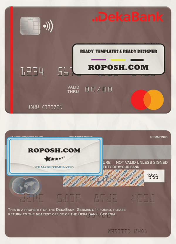 Germany Deka Bank mastercard template in PSD format