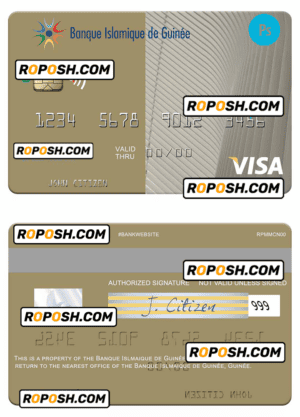 Guinea Banque Islmaique de Guinée visa card fully editable template in PSD format