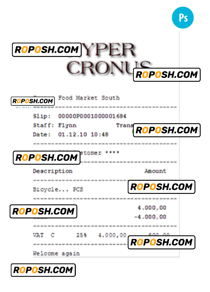 HYPER CRONUS payment receipt PSD template