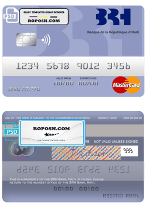Haiti BRH bank mastercard template in PSD format, fully editable