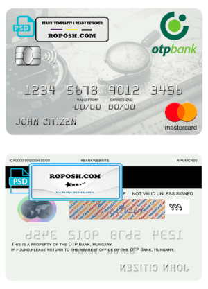 Hungary OTP Bank mastercard template in PSD format, fully editable
