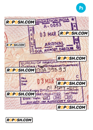 INDIA stamp tourist visa PSD template