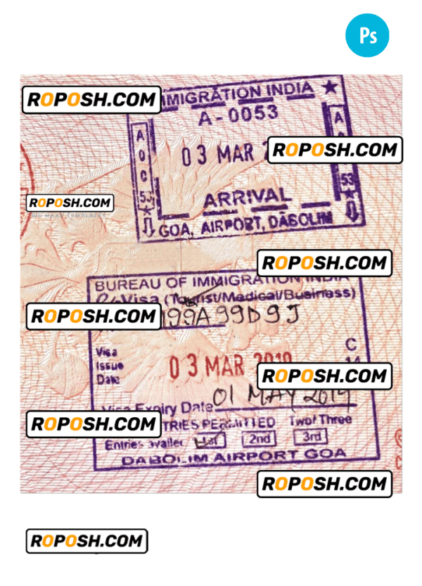 INDIA stamp tourist visa PSD template