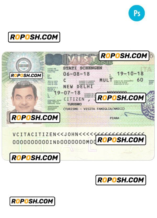 ITALY schengen visa PSD template, fully editable