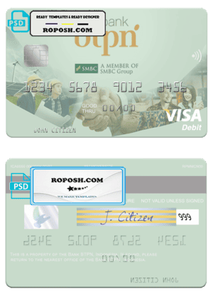 Indonesia Bank BTPN visa card template in PSD format, fully editable