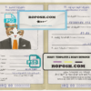 Iraq cat (animal, pet) passport PSD template, completely editable