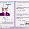 Jamaica cat (animal, pet) passport PSD template, completely editable