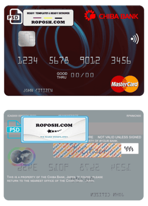 Japan Chiba Bank mastercard fully editable template in PSD format
