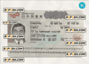 Japan tourist visa template in PSD format, fully editable, photo look