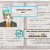 Jordan cat (animal, pet) passport PSD template, completely editable