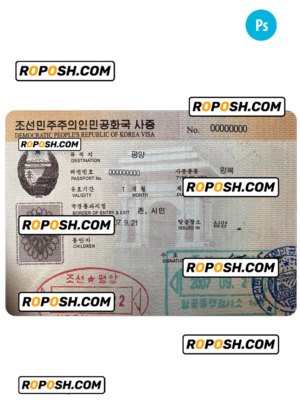 KOREA entry visa PSD template, with fonts