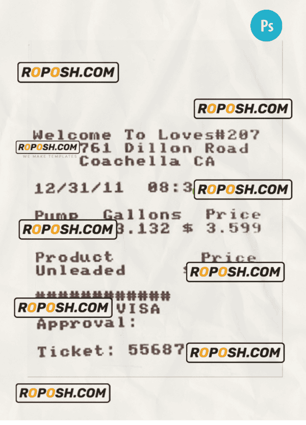 LOVES#207 payment receipt PSD template