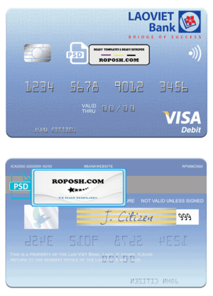 Laos Lao-Viet visa card fully editable template in PSD format