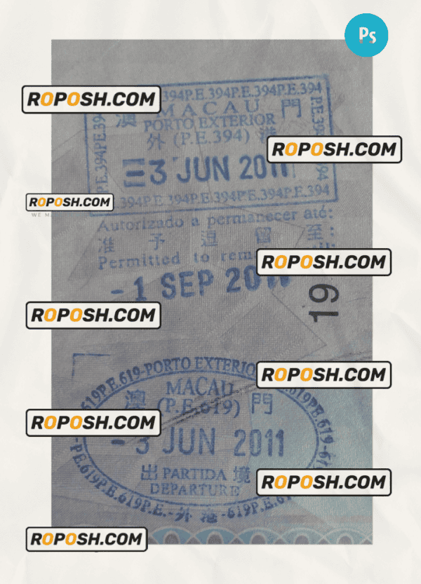 MACAU visa stamp PSD template, with fonts
