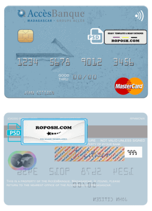 Madagascar AccèsBanque mastercard credit card template in PSD format