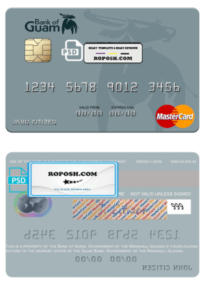 Marshall Islands Bank of Guam mastercard fully editable credit card template in PSD format