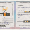 Marshall Islands dog (animal, pet) passport PSD template, fully editable
