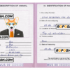 Mauritius dog (animal, pet) passport PSD template, fully editable