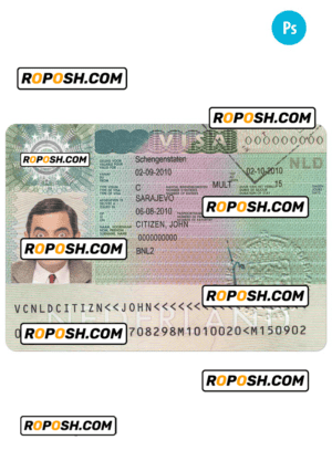 NETHERLANDS Schengen visa PSD template, fully editable