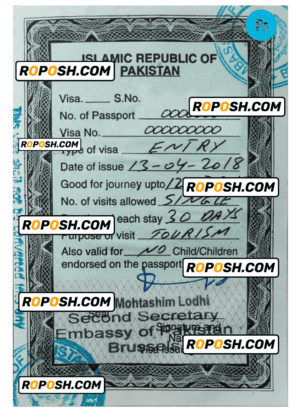 PAKISTAN entry visa PSD template, with fonts