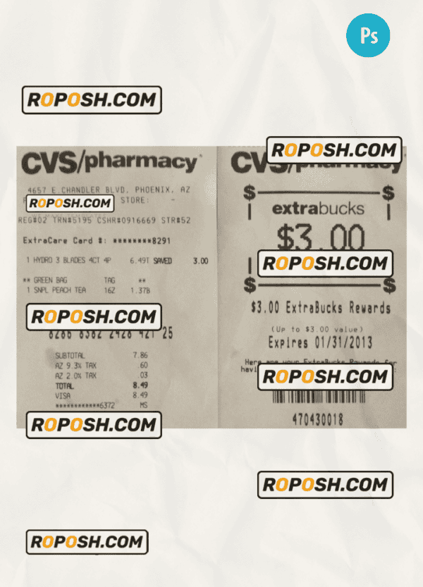 PHARMACY receipt template PSD template