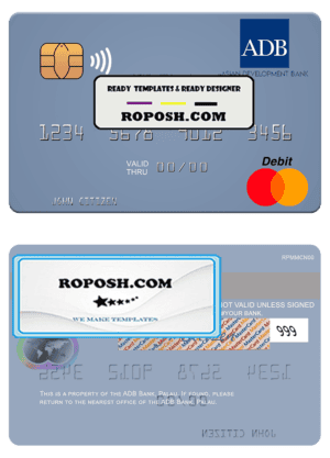 Palau ADB Bank mastercard, fully editable template in PSD format