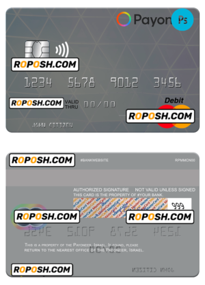 USA Payoneer mastercard credit card PSD template