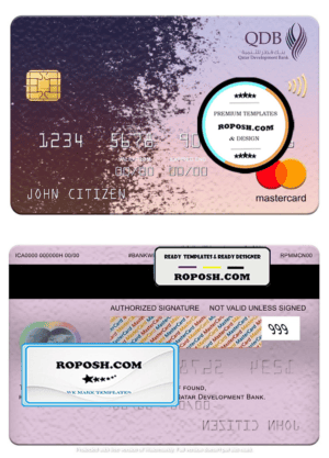 Qatar Development Bank mastercard, fully editable template in PSD format