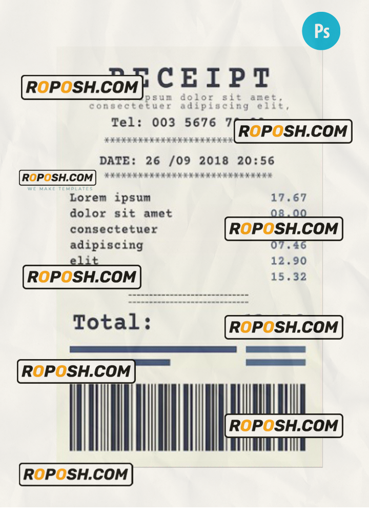 RECEIPT sample PSD template | roposh